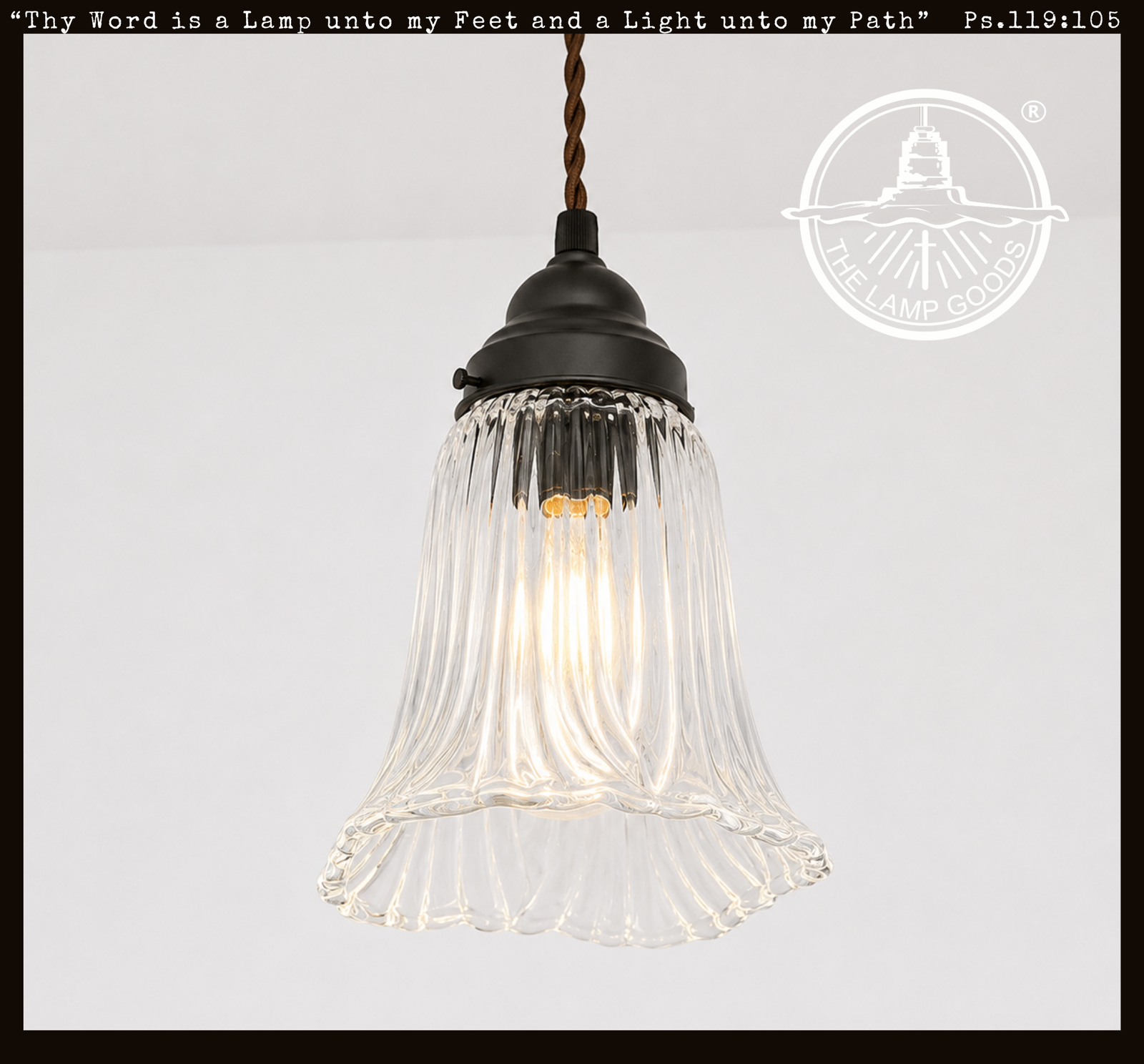 Heavy Pressed Scallop Flare Holophane Pendant