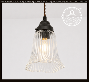 Heavy Pressed Scallop Flare Holophane Pendant
