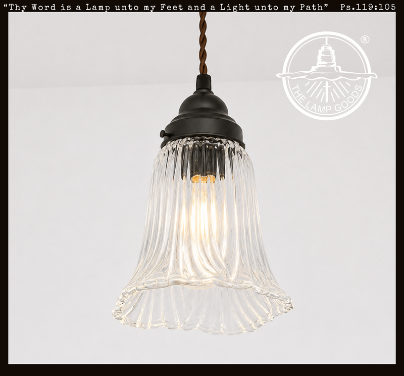 Heavy Pressed Scallop Flare Holophane Pendant