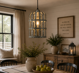 Galvanized Farmstead Cage Pendant Light