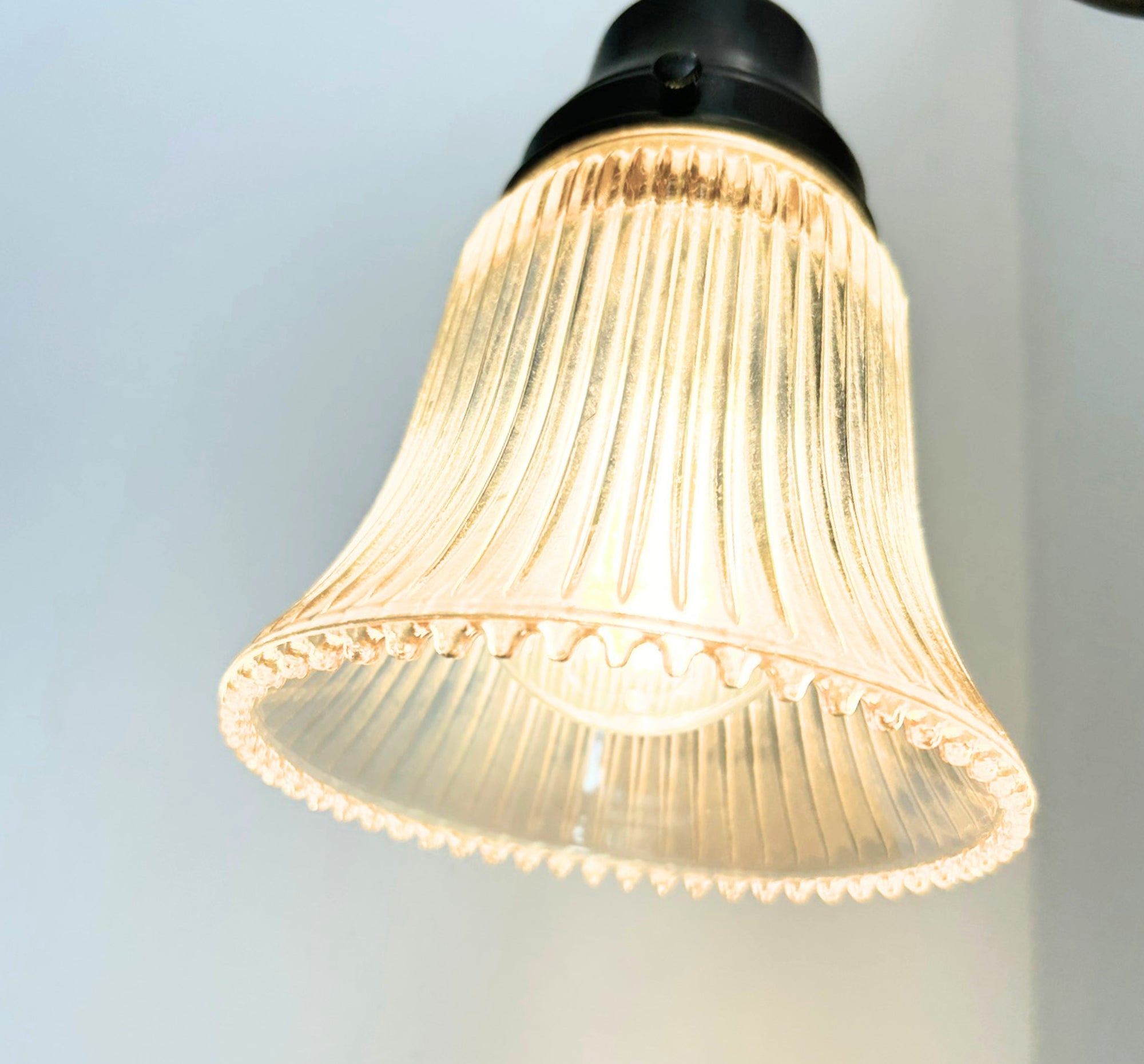 Amber Holophane Clear Glass Wall Sconce