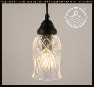 Heavy Leaded Glass Diamond Clear Flare Pendant