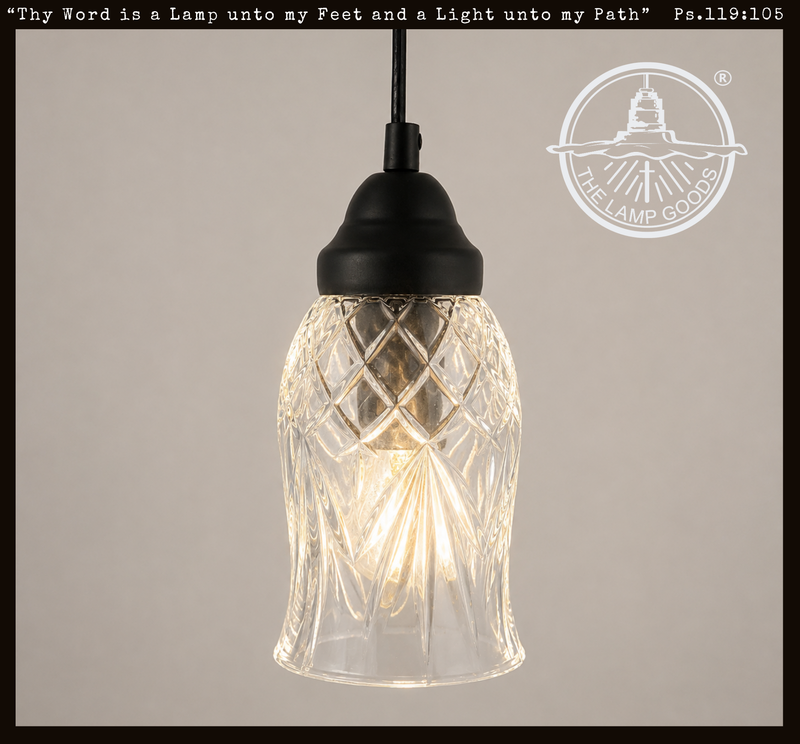 Heavy Leaded Glass Diamond Clear Flare Pendant