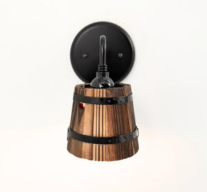 Mini Wooden Barrel Wall Sconce