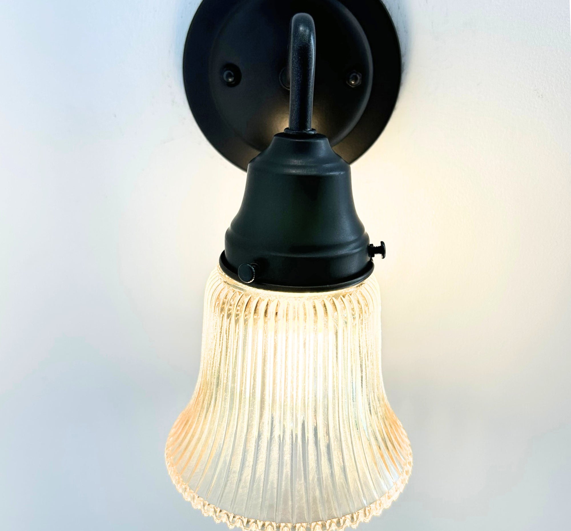 Amber Holophane Clear Glass Wall Sconce