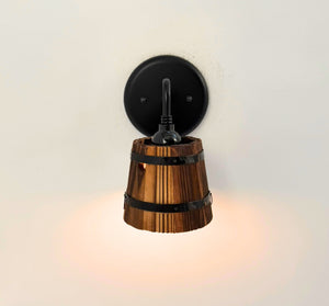 Mini Wooden Barrel Wall Sconce