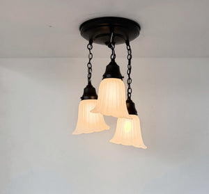 Vintage Angled Ribbed Ceiling Light Trio - The Lamp Goods