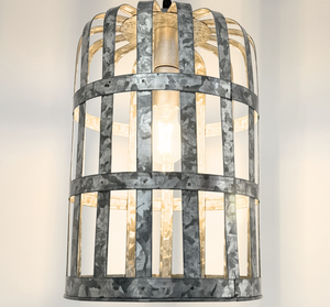 Galvanized Farmstead Cage Pendant Light