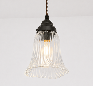 Heavy Pressed Scallop Flare Holophane Pendant
