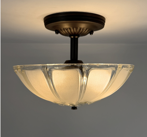 Frosted glass ceiling light with rustic farmhouse character