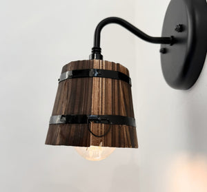 Mini Wooden Barrel Wall Sconce