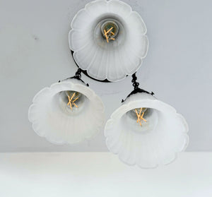 Vintage Angled Ribbed Ceiling Light Trio - The Lamp Goods