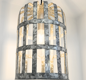 Galvanized Farmstead Cage Pendant Light