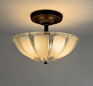 Frosted Panel Clear Rib Simple Ceiling Light — handcrafted USA-made lighting