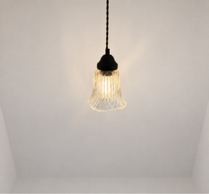 Heavy Pressed Scallop Flare Holophane Pendant