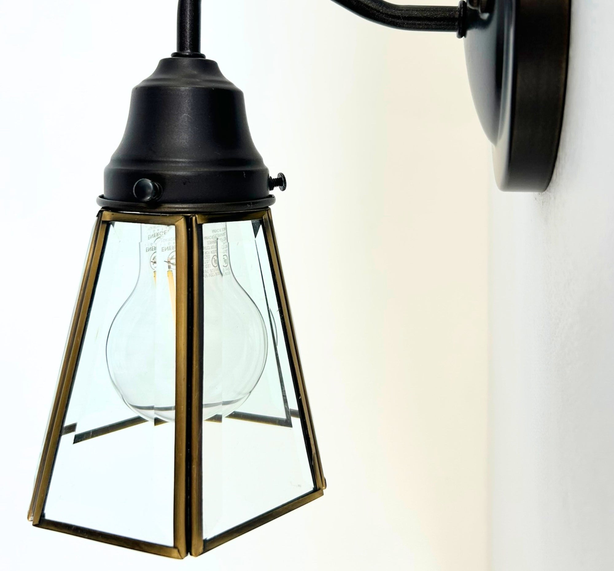 Clear Glass and Brass Wall Sconce