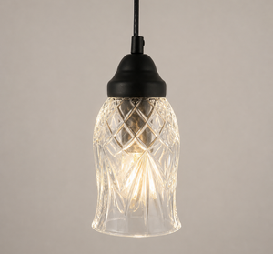 Heavy Leaded Glass Diamond Clear Flare Pendant