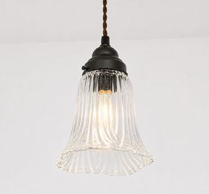 Heavy Pressed Scallop Flare Holophane Pendant