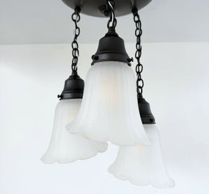 Vintage Angled Ribbed Ceiling Light Trio - The Lamp Goods