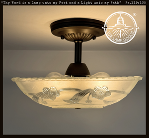 Square Floral Embossed Antique Ceiling Light | The Lamp Goods
