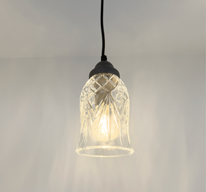 Heavy Leaded Glass Diamond Clear Flare Pendant
