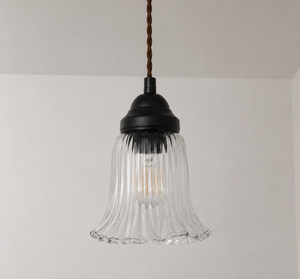 Heavy Pressed Scallop Flare Holophane Pendant