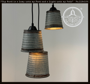 Corrugated Barn Metal Galvanized Rustic Trio Pendant