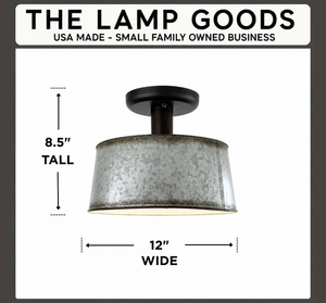 Copper-Edge Galvanized Farm Drum Ceiling Light