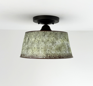 Farmhouse Lime Washed Bucket Ceiling Light