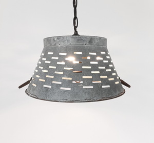 Galvanized Punctured Tin Slat 15" Pendant