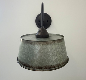 Copper-Edge Galvanized Farm Drum Wall Sconce