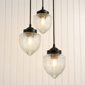 Acorn Glass Pendant Light Chandelier Trio