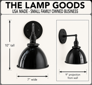 Small Black Enamel Farmhouse Wall Sconce Lighting - The Lamp Goods