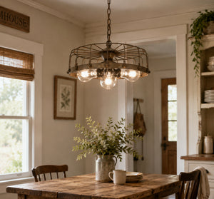 Rustic Industrial Cage Chandelier Light