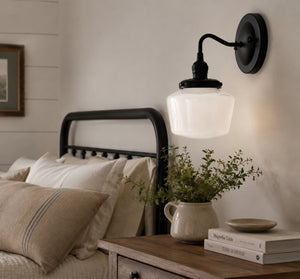 Small Schoolhouse Milk Glass Wall Sconce |5.5"|