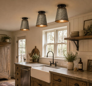 Corrugated Barn Metal Galvanized Rustic Pendant Light - The Lamp Goods