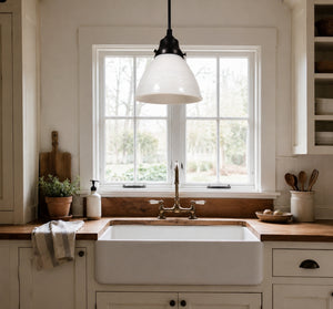 Vintage Milk Glass Banded Waffle | 8" or 10" Pendant Light Fixture