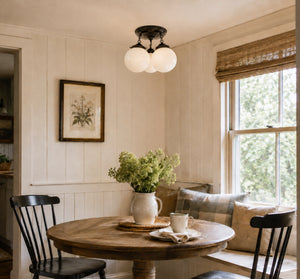 Milk Glass Opal Globe Ceiling Light Chain Trio