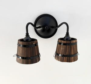 Mini Wooden Barrel Wall Sconce