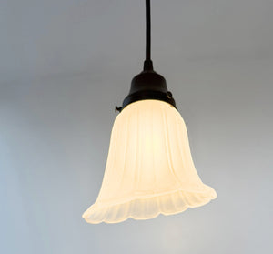 Vintage Angled Ribbed Glass Pendant Light