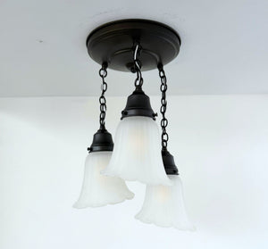 Vintage Angled Ribbed Ceiling Light Trio - The Lamp Goods