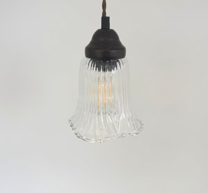Heavy Pressed Scallop Flare Holophane Pendant