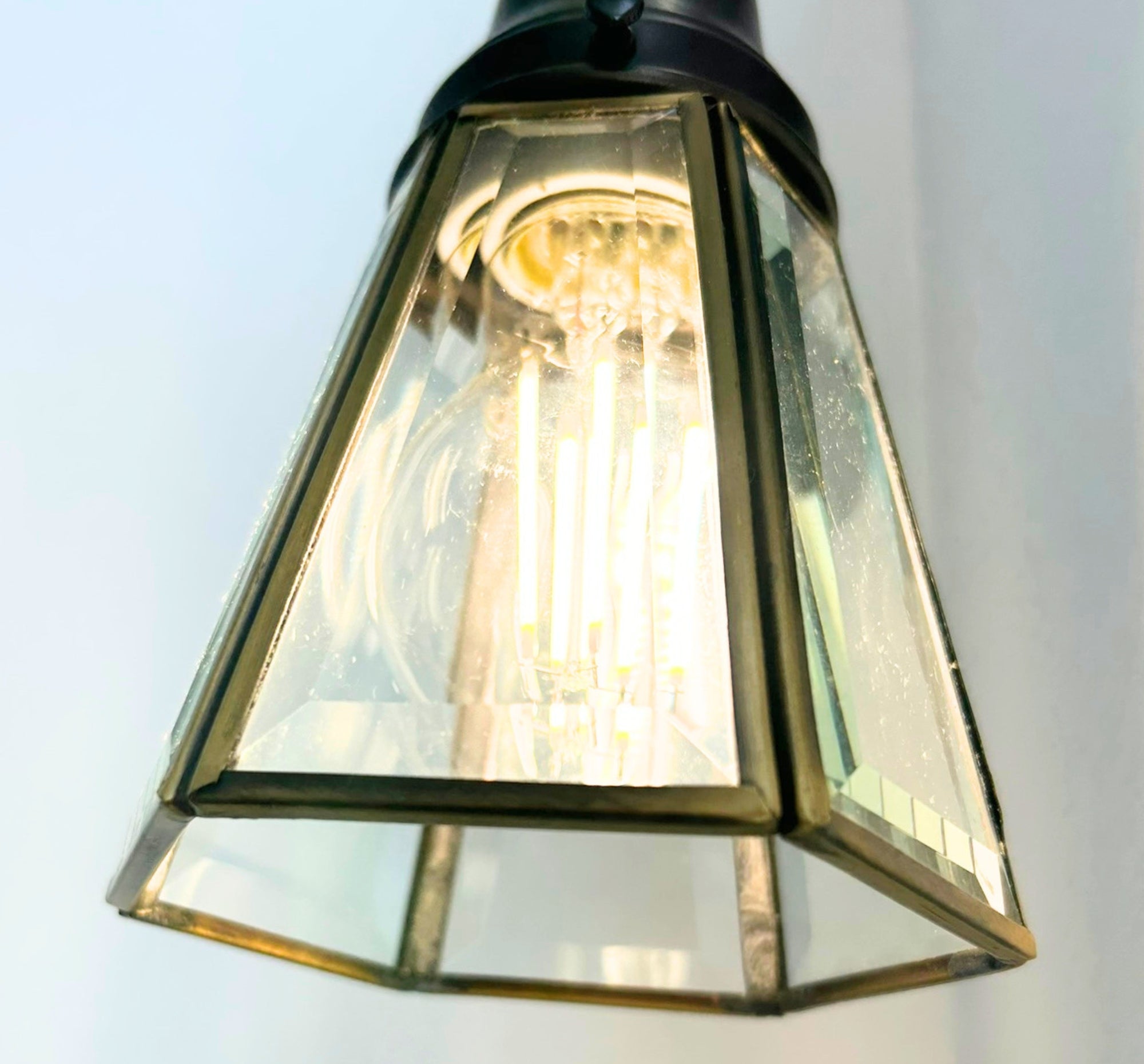 Clear Glass and Brass Wall Sconce