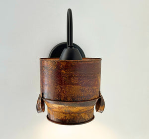 Rustic Weathered Milk Can Farmhouse Wall Sconce