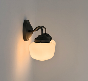 Farmhouse schoolhouse wall sconce with rustic farmhouse character