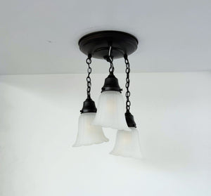 Vintage Angled Ribbed Ceiling Light Trio - The Lamp Goods