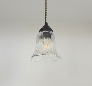 Heavy Pressed Scallop Flare Holophane Pendant