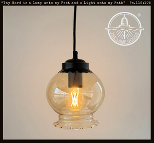 Amber Scalloped Globe Pendant Light