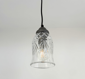 Heavy Leaded Glass Diamond Clear Flare Pendant