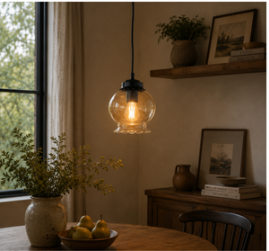 Amber Scalloped Globe Pendant Light - The Lamp Goods